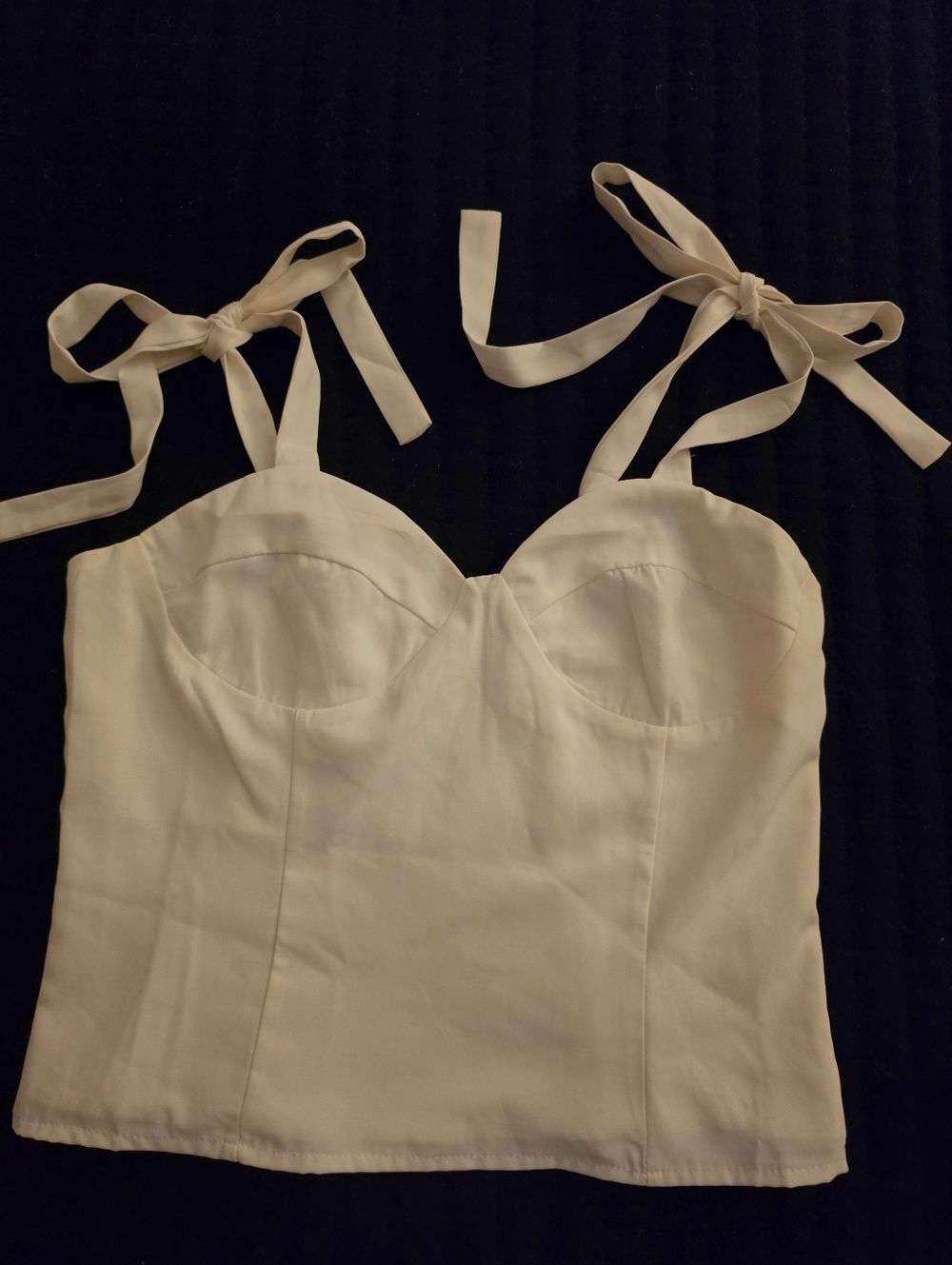 Ivory Tie-Shoulder Bustier Top Size S